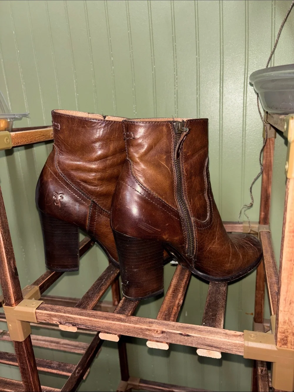 Women's Frye Brown Leather Ankle Boots - Classic Heeled Booties